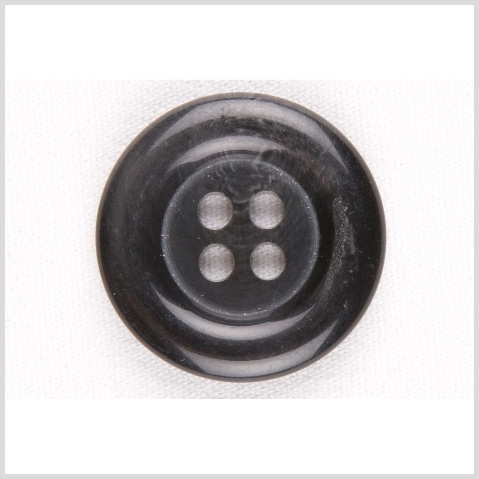 Plastic 4-Hole Button - 50L/32mm - Black Chunky Rolled Rim