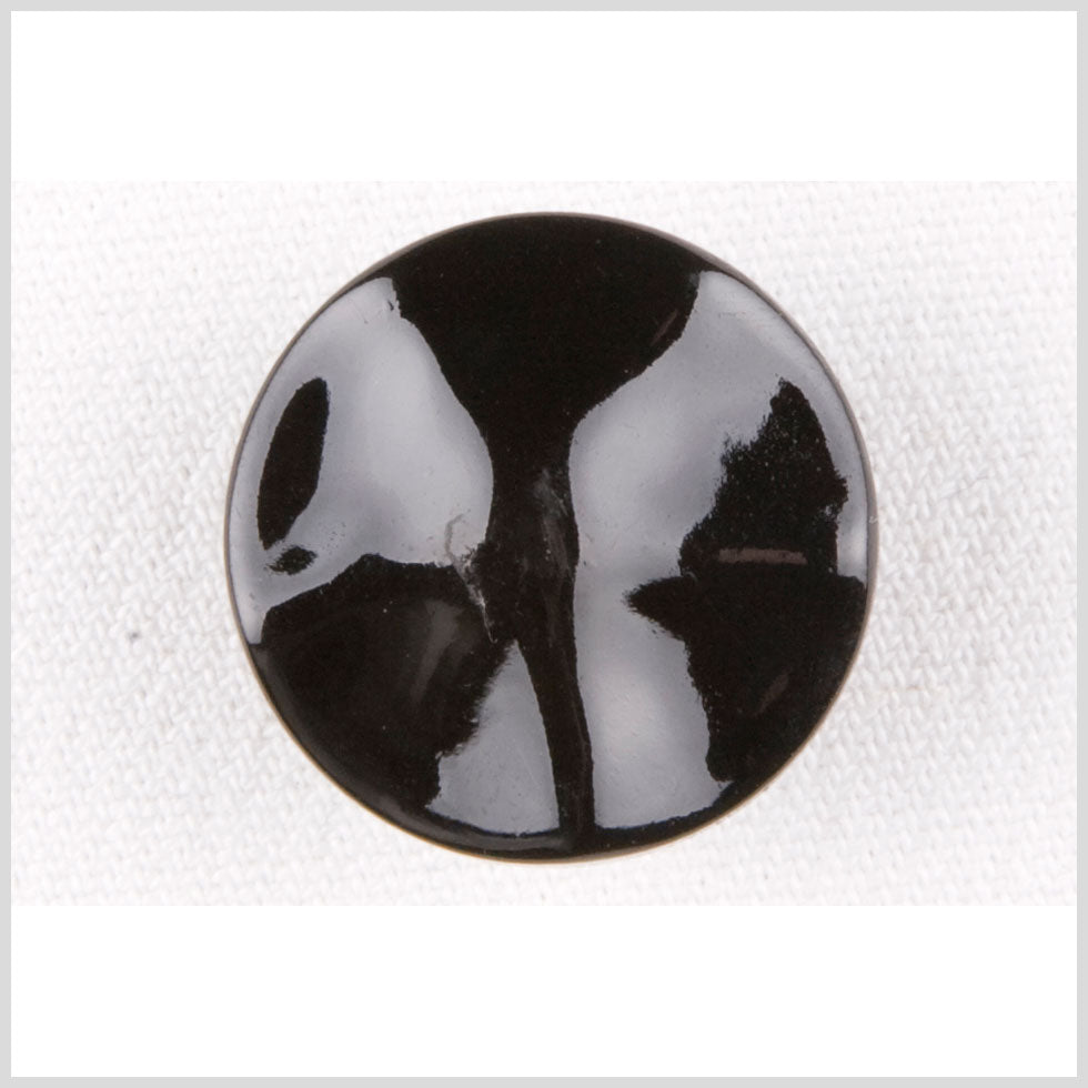 Plastic Shank Back Button - 24L/15mm - Shiny Black