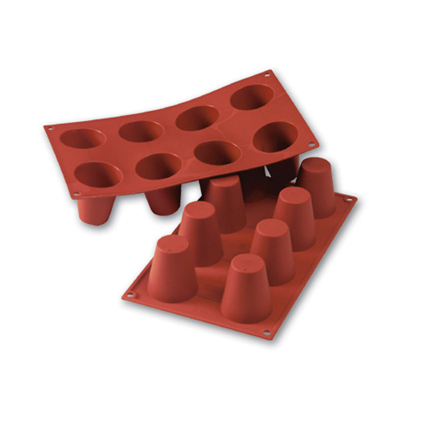 Silikomart Silicone Bakeware Baba 3.1 Oz, 2.17" Diam. x 2.36" Deep, 8 Cavities