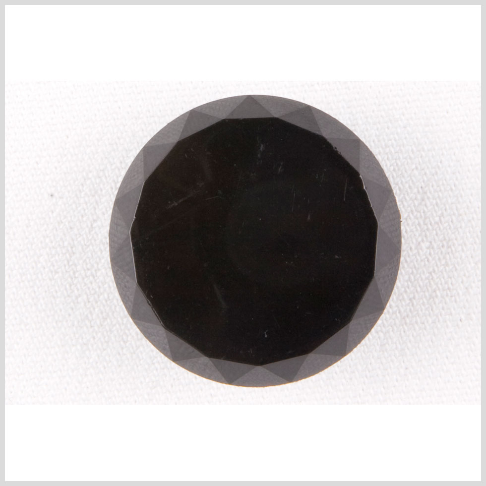 Plastic Shank Back Button - 36L/23mm - Black Faceted Edge