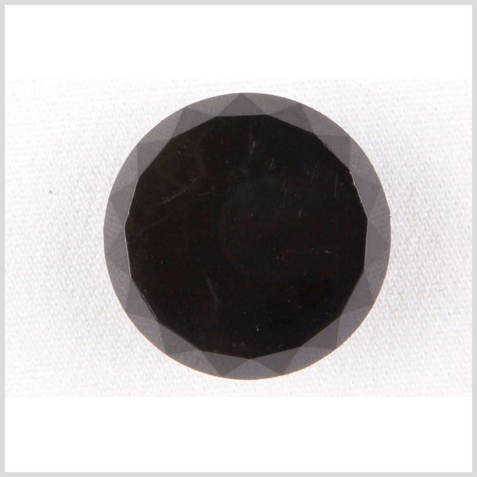 Plastic Shank Back Button - 40L/25.5mm - Black Faceted Edge