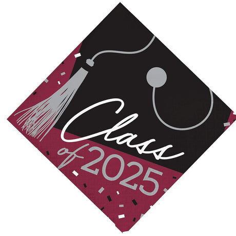 Creative Converting School Spirit Burgundy Class of 2025 Beverage Napkins – 108 Count