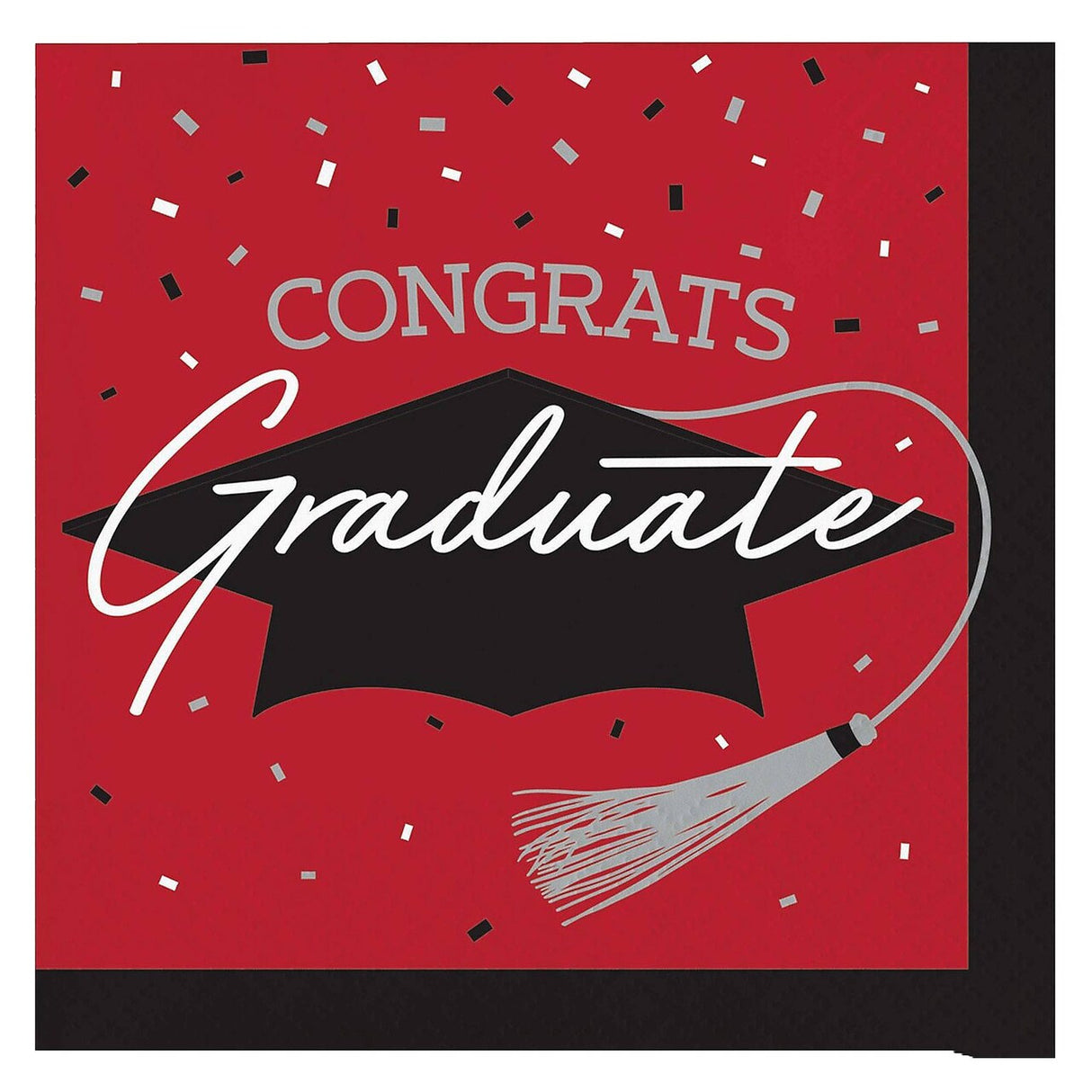 Creative Converting School Spirit Red Graduation Beverage Napkins – 108ct