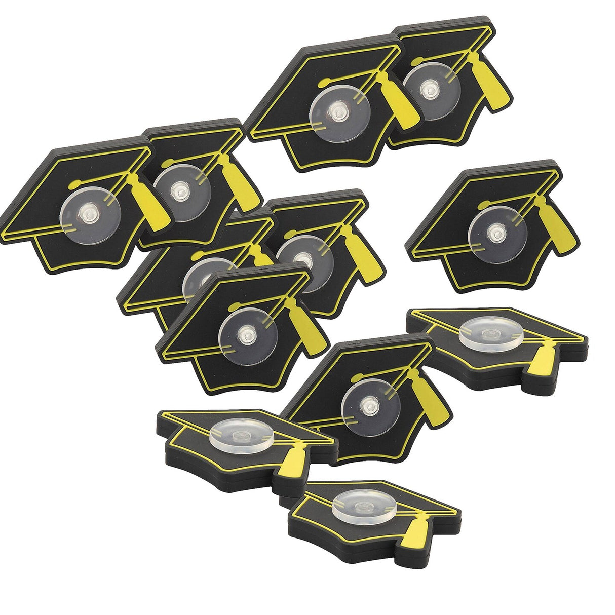 Black & Gold Graduation Cap Plastic Fidget Spinners 12 Pack 2.5" x 2"