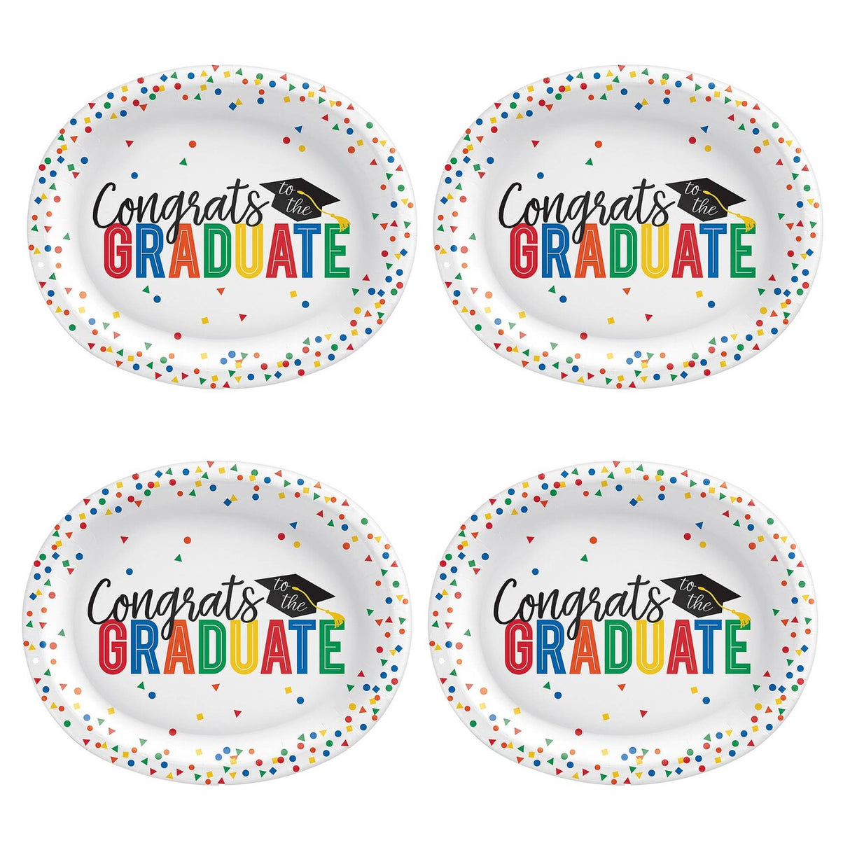 12" Congrats Grad Oval Paper Dinner Plates – 20ct