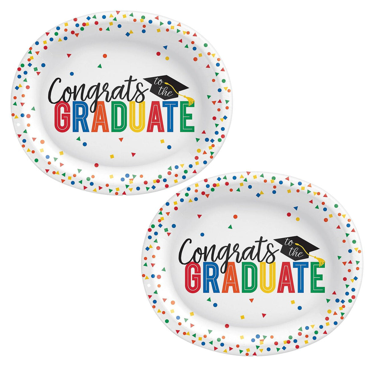 12" Congrats Grad Oval Paper Dinner Plates – 20ct