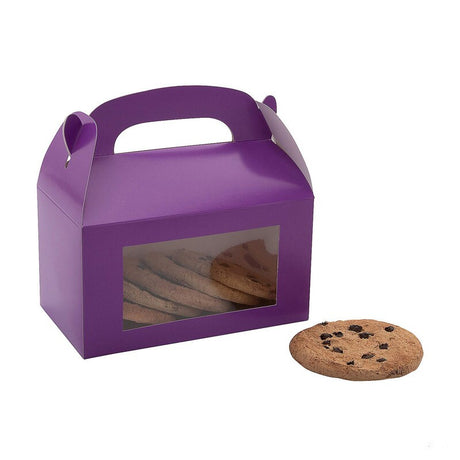 6" x 7" Black Cardstock Treat Boxes with Display Window – Set of 12