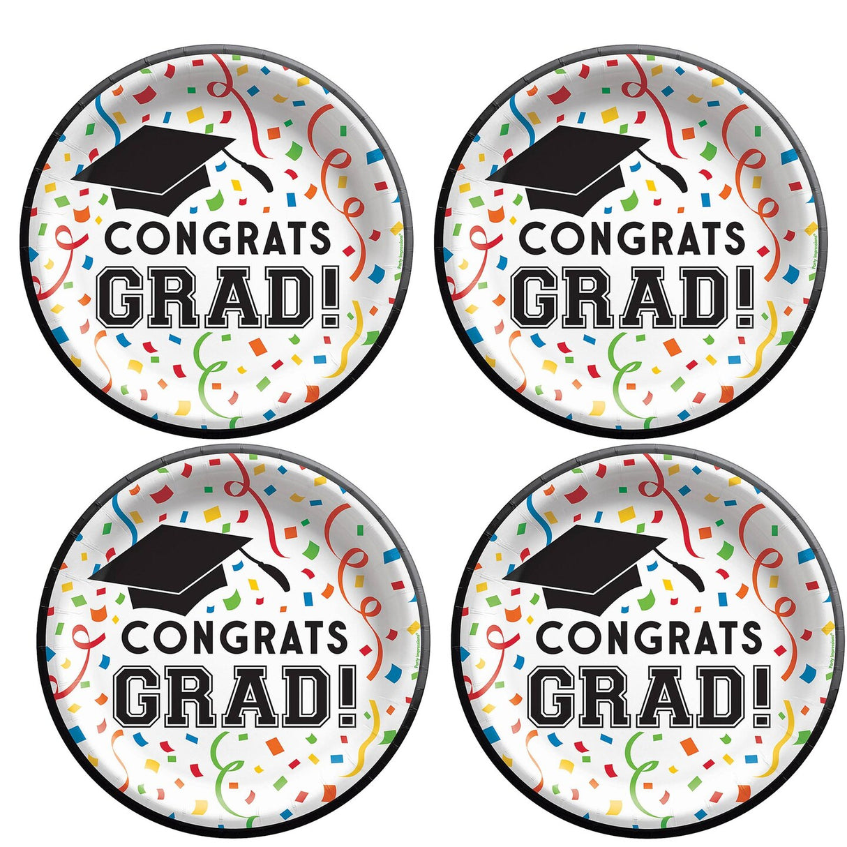 8.5" Congrats Grad Round Paper Dinner Plates 8ct