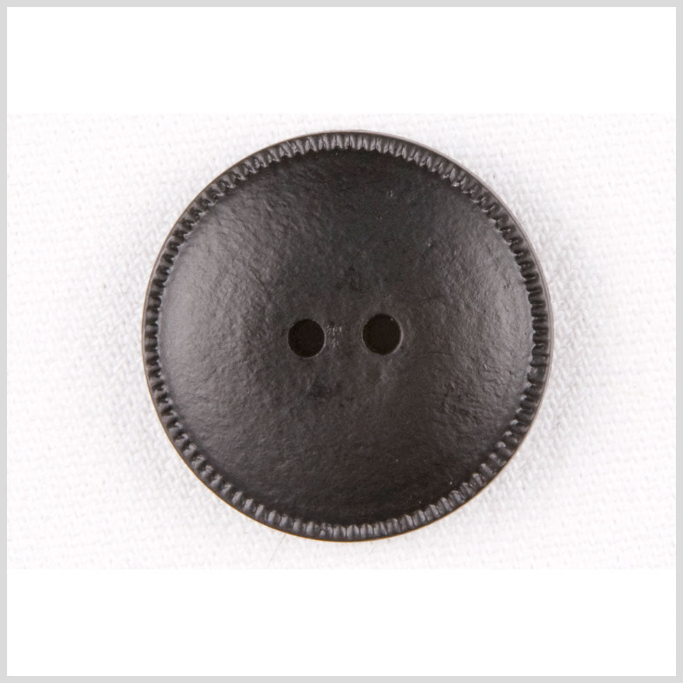 Plastic 2-Hole Button - 42L/27mm - Black Faux Leather Low Convex and Pie Crust Rim