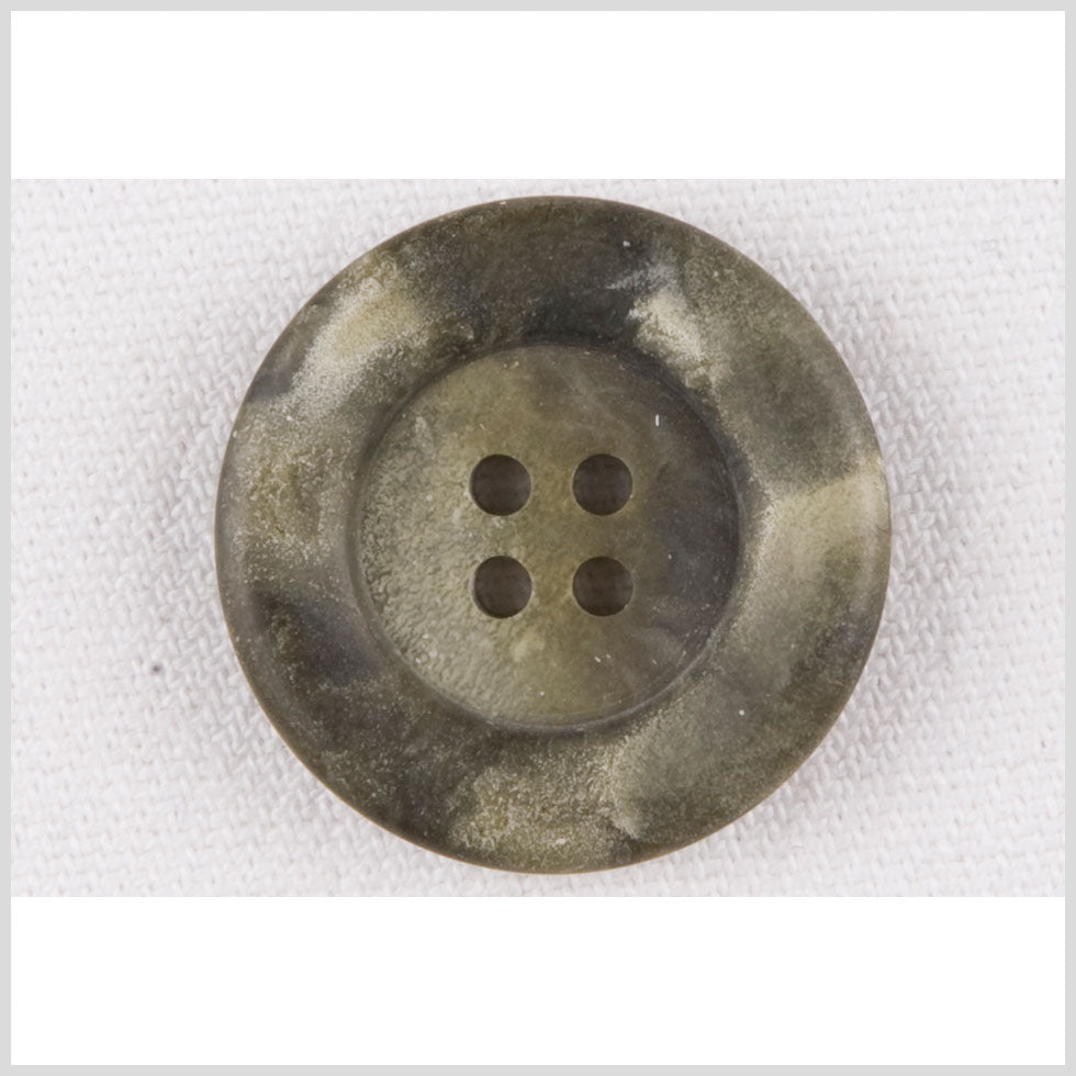 Plastic 4-Hole Button - 40L/25.5mm - Olive Green Mottled Shimmer