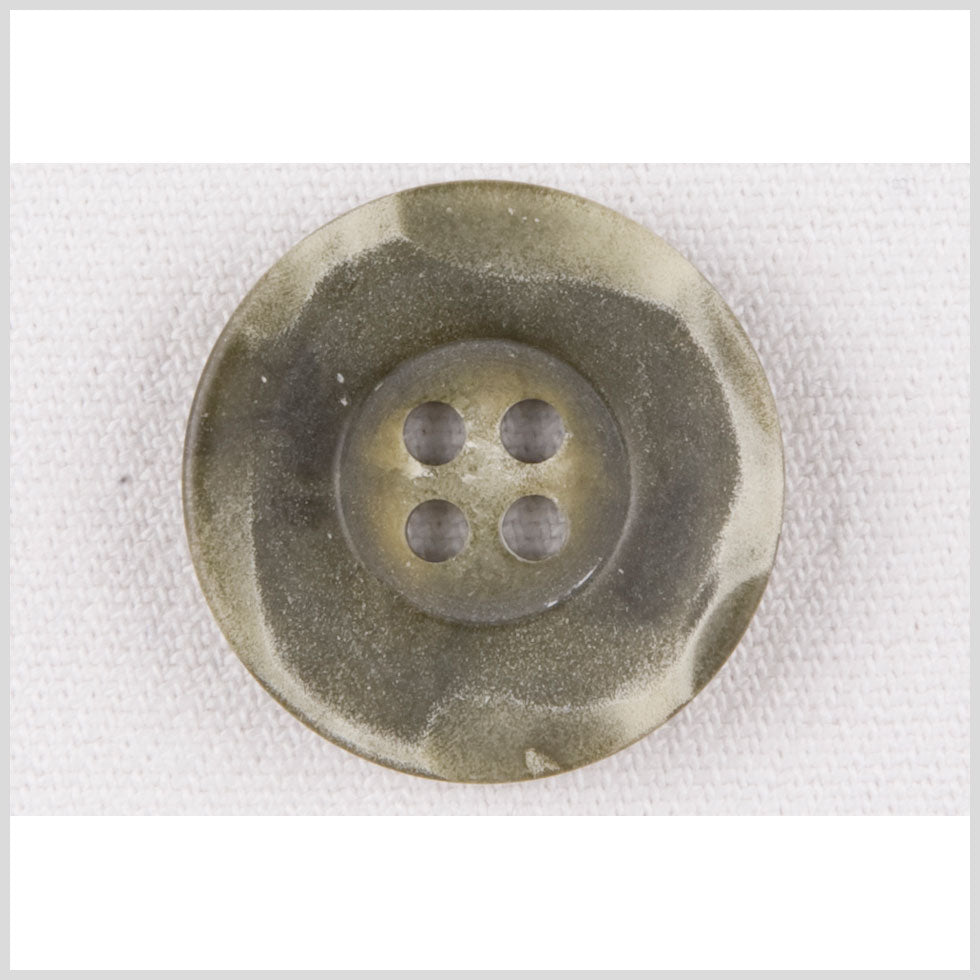 Plastic 4-Hole Button - 28L/18mm - Muted Green with Worn Edges