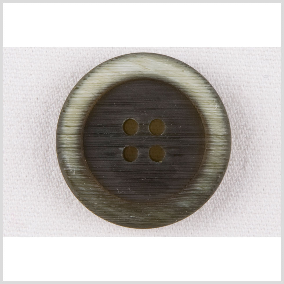 Plastic 4-Hole Button - 40L/25.5mm - Charcoal Gray and Pale Green with Engraved Ribs