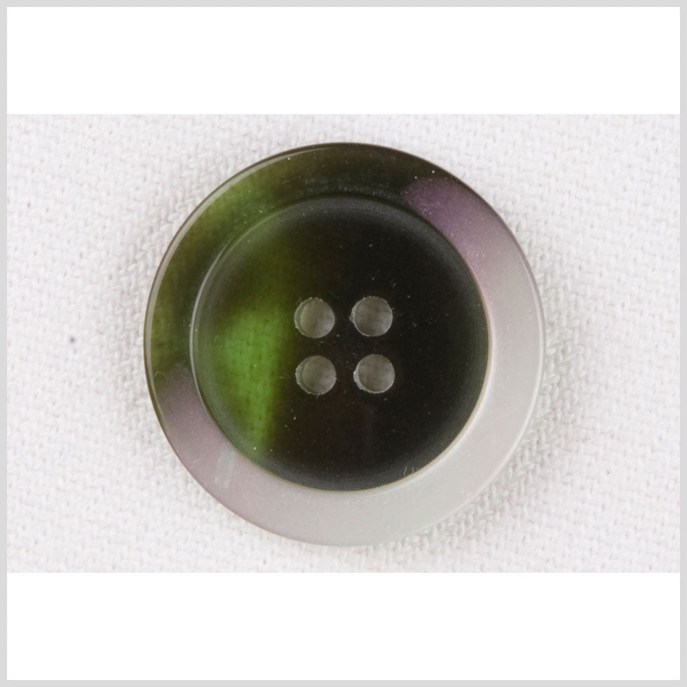 Plastic 4-Hole Button - 36L/23mm - Translucent Green, Purple and White Swirls