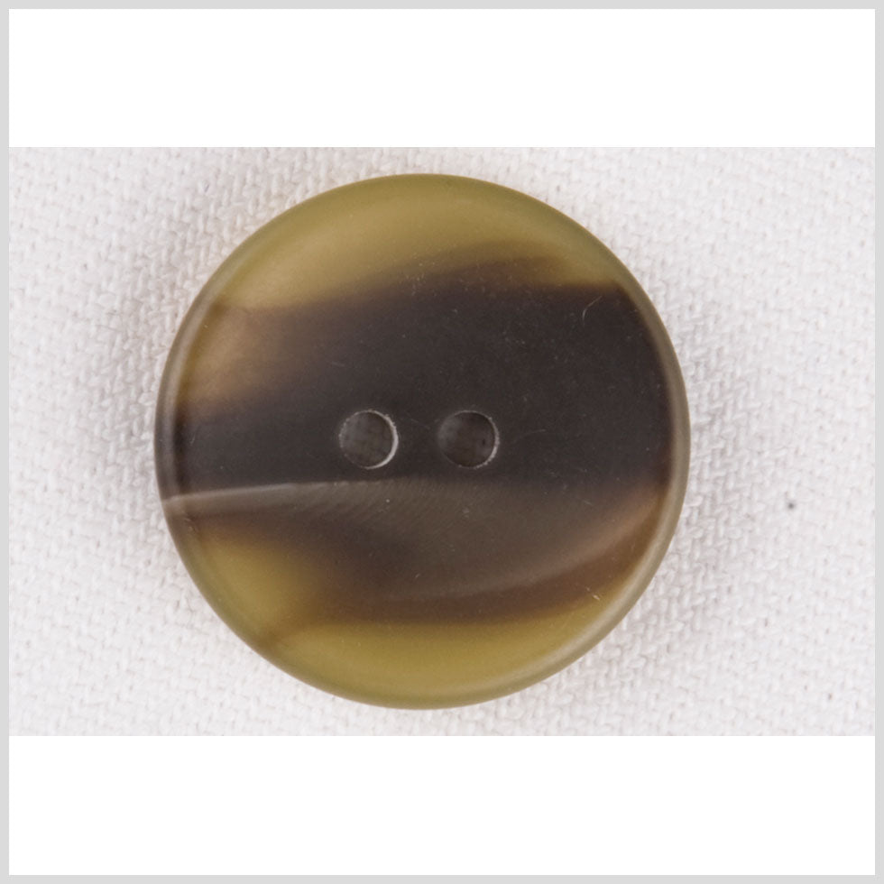 Plastic 2-Hole Button - 24L/15mm - Olive Green and Dark Brown Drifting Smoke