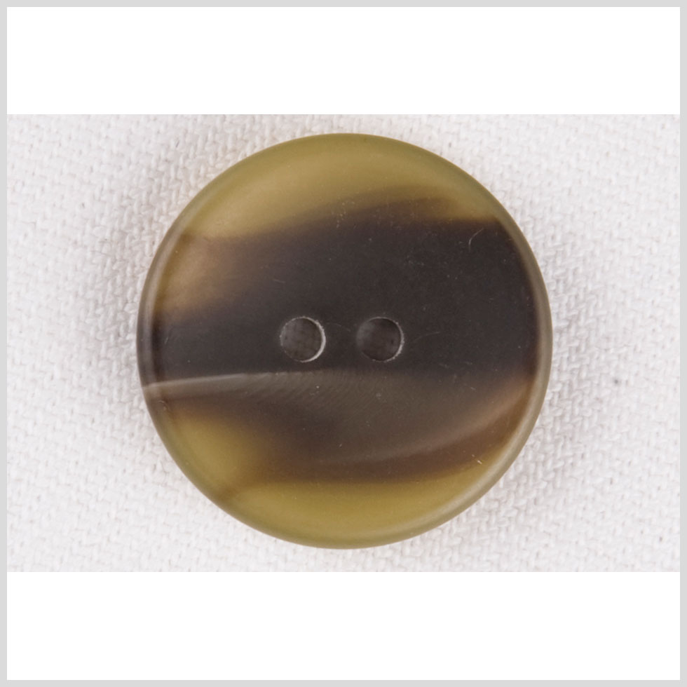 Plastic 2-Hole Button - 28L/18mm - Olive Green and Dark Brown Drifting Smoke