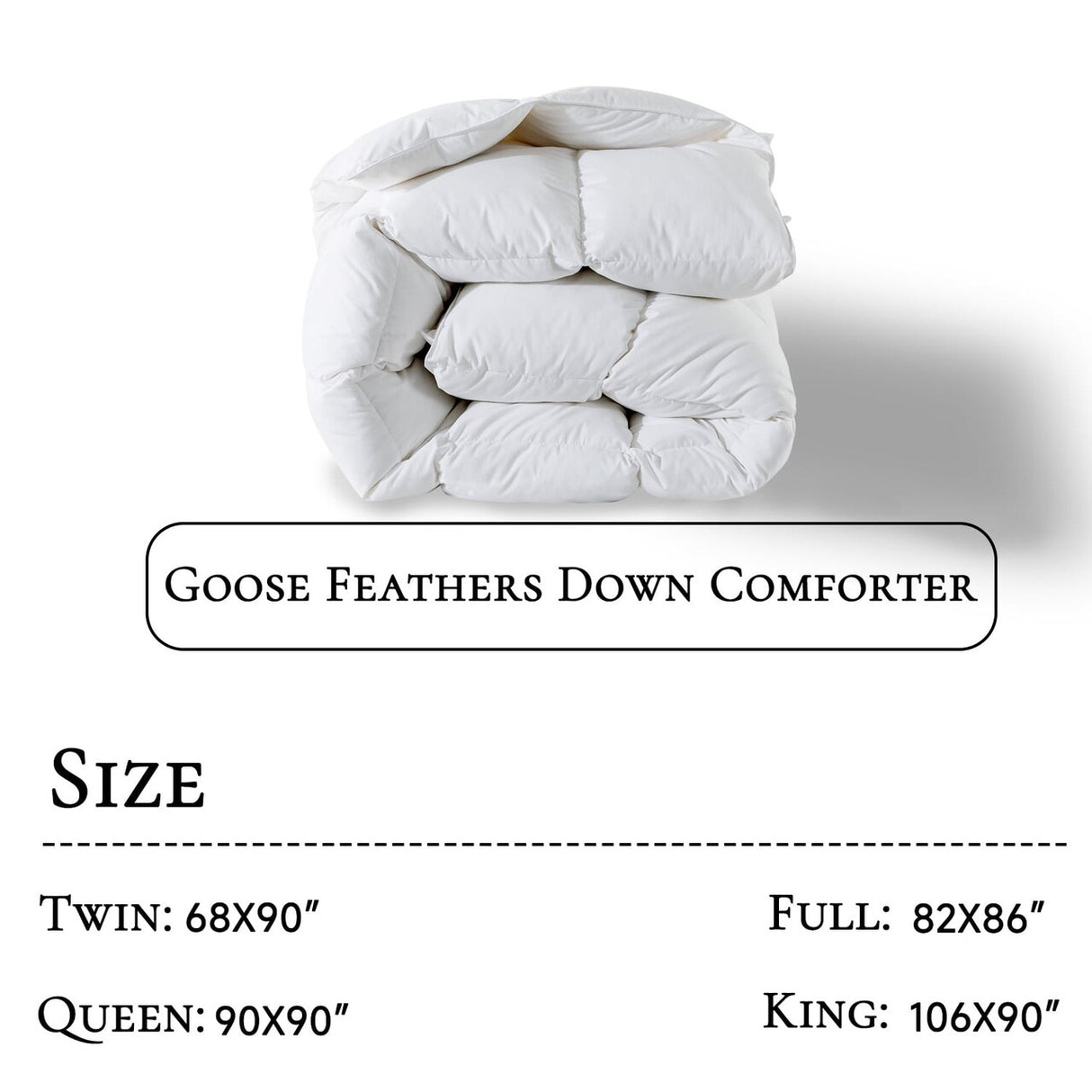 Three Geese Cal King Size Goose Feather Down Fiber Comforter - Ultra Soft All-Season Down Duvet Insert Fluffy Baffle Box Design with 8 Corner Loops for Warmth and Softness.