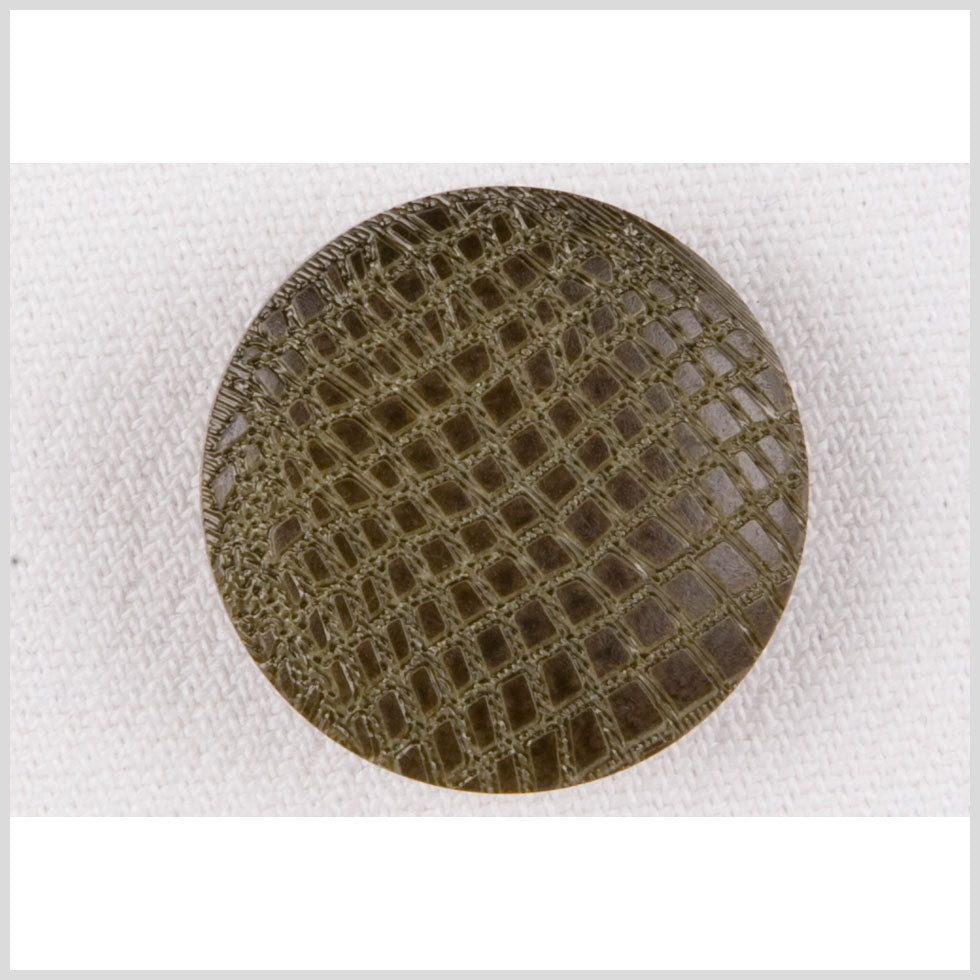 Olive Alligator Pattern Shank Back Plastic Button - 28L/18mm