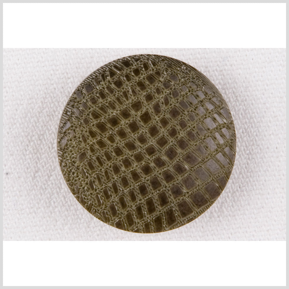 Olive Alligator Pattern Shank Back Plastic Button - 36L/23mm