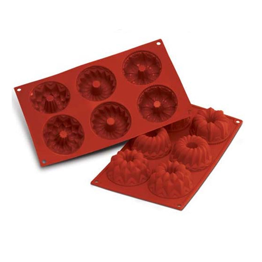 Silikomart Flexible Silicone Non-Stick Bakeware Fantasy Mold 3.38 Oz, 2.95" Dia x 1.57" H. 3 different designs. 2 molds of each design