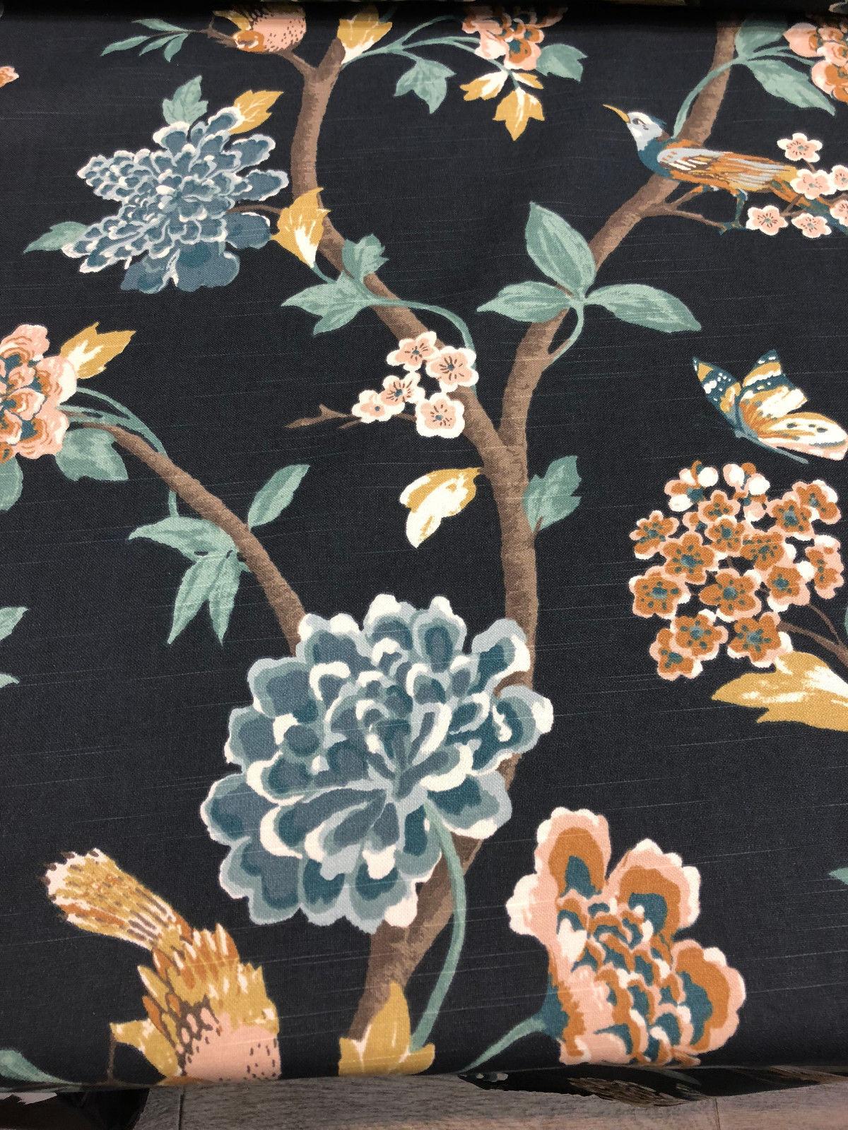 Dwell Studio Helene Floral Admiral 100 Percent Cotton Fabric - Navy Floral, 55" Width (1 Yard)
