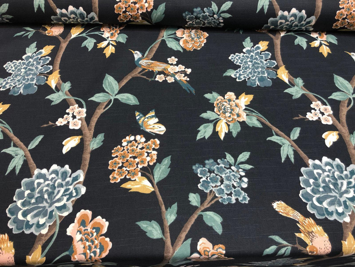 Dwell Studio Helene Floral Admiral 100 Percent Cotton Fabric - Navy Floral, 55" Width (1 Yard)
