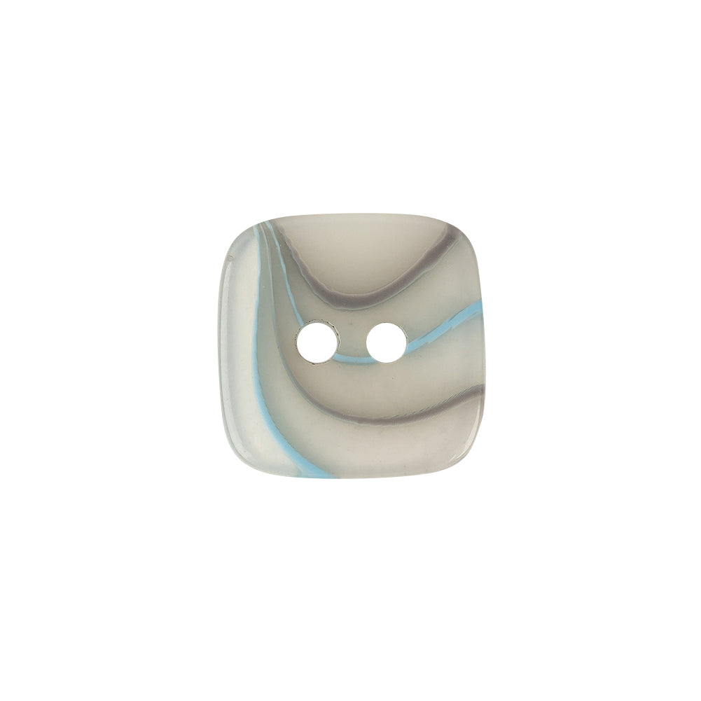 Sky Blue and Gray Transparent 2-Hole Plastic Square Button - 32L/20mm