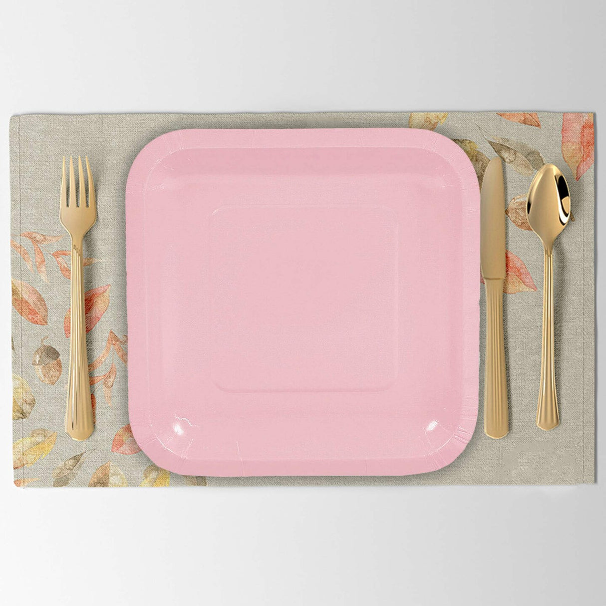 24 Count Light Pink Square Paper Dessert Plates for Bridal Shower Wedding Birthday Party Use 7"