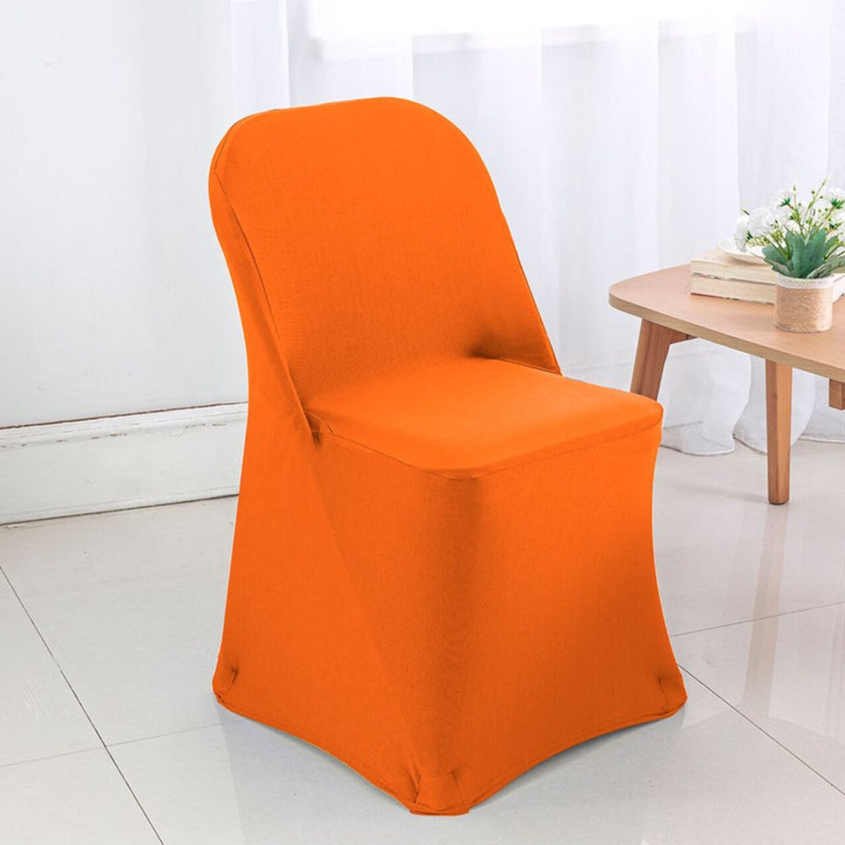 Orange Folding Spandex Chair Cover for Event Seating