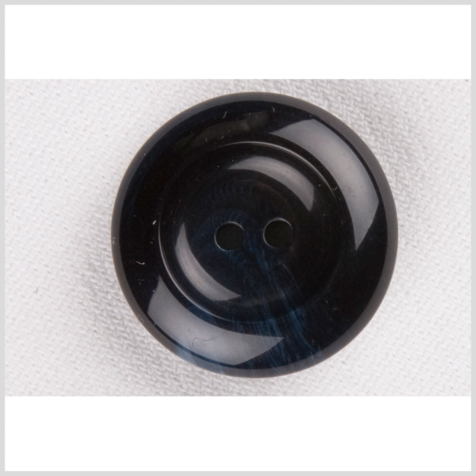 Plastic 2-Hole Button - 32L/20mm - Glossy Navy Blue Swirls