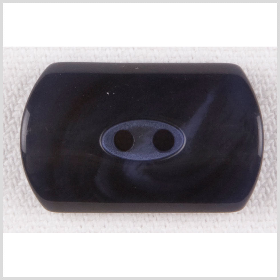 Rounded Rectangular Plastic 2-Hole Button - 36L/23mm - Navy Blue Swirls