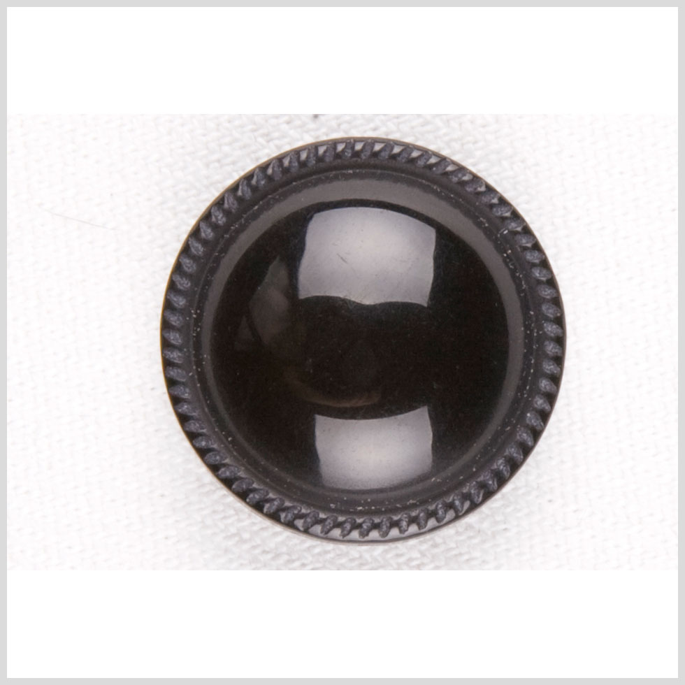Plastic Shank Back Button - 34L/21.5mm - Black Dome and Saw Tooth Rim