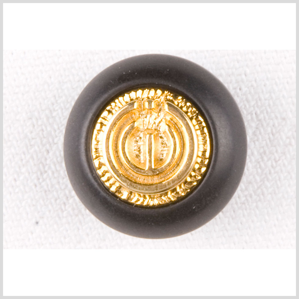 Plastic Shank Back Button - 28L/18mm - Black Dome with Fancy Medallion