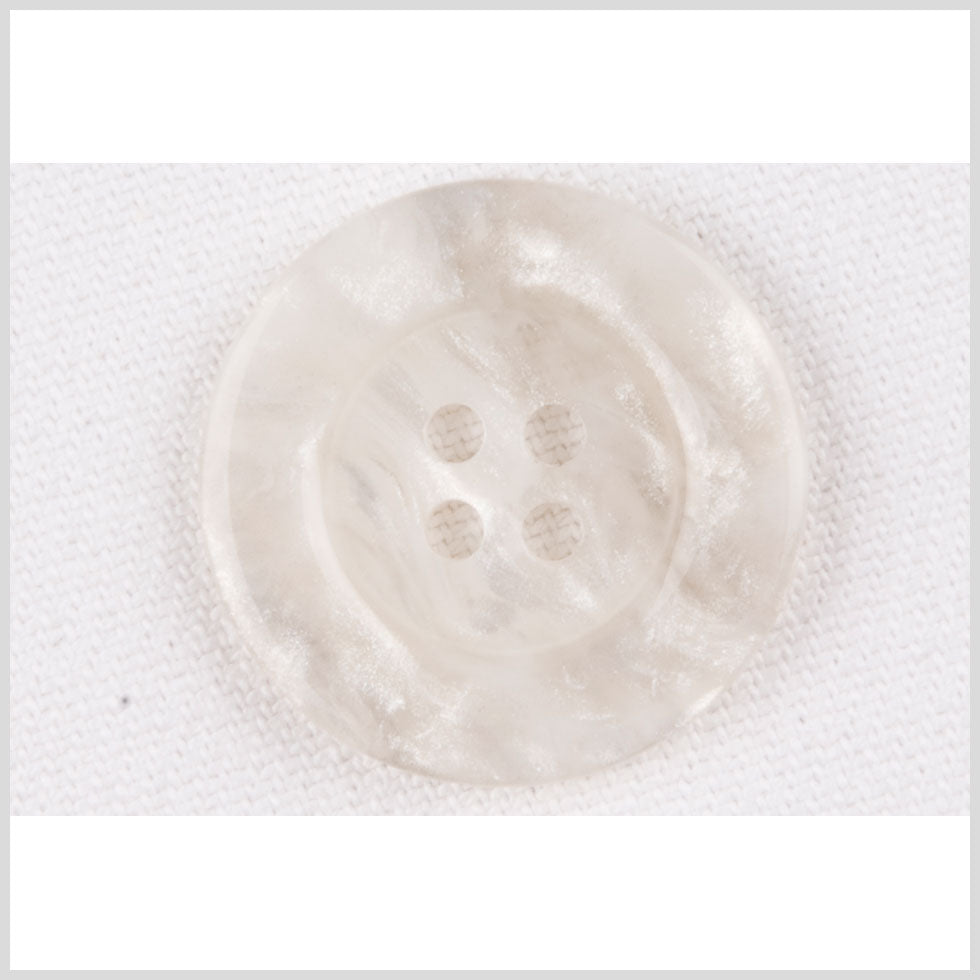 Plastic 4-Hole Button - 36L/23mm - Ivory and White Shimmer Swirl