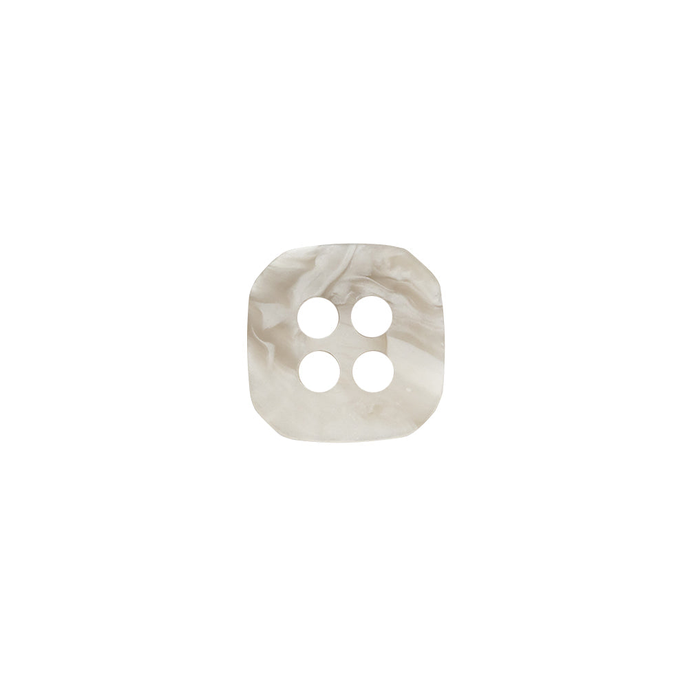 Square Plastic 4-Hole Button - 20L/12.5mm - White and Gray Swirls