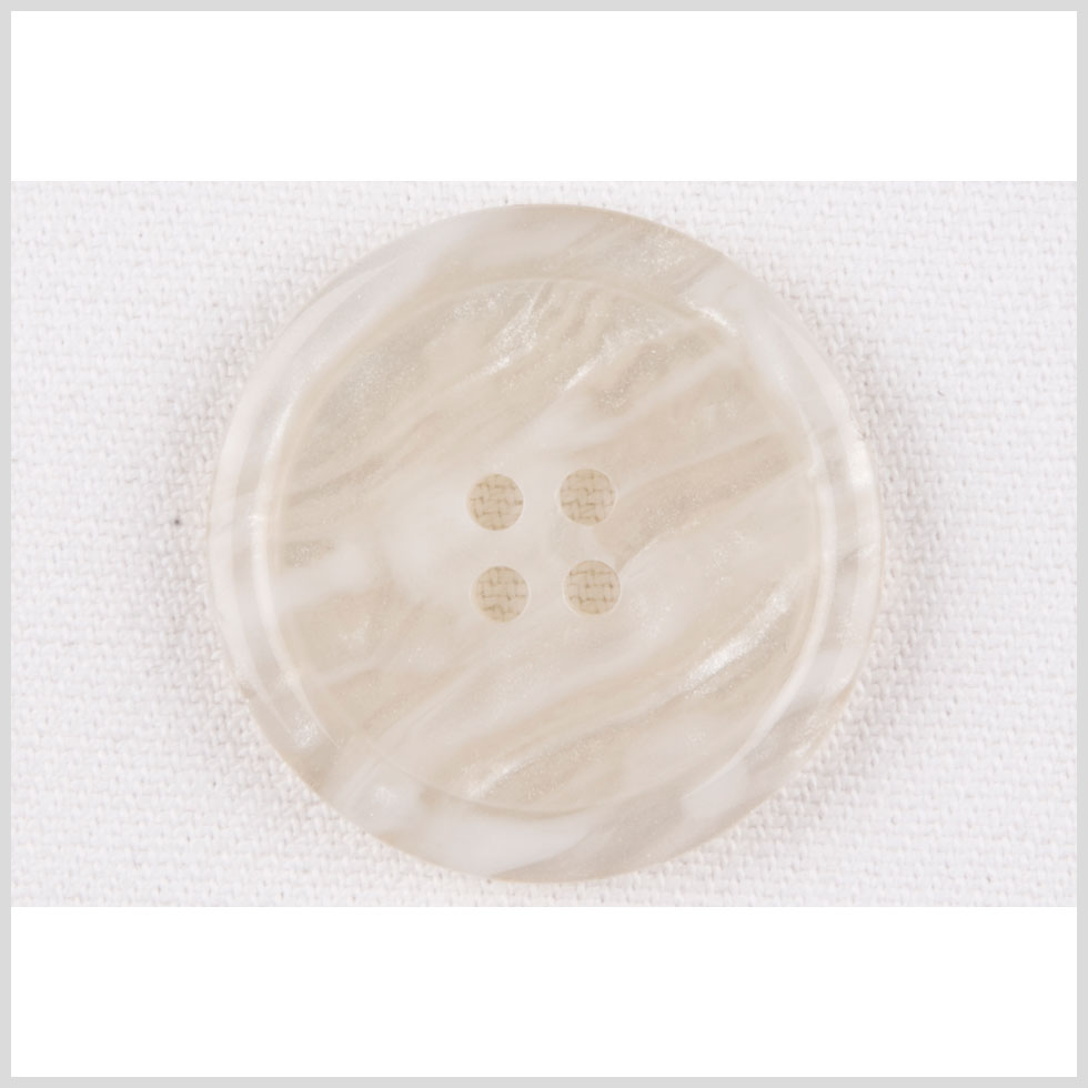 Plastic 4-Hole Button - 40L/25.5mm - Ivory and White Waves
