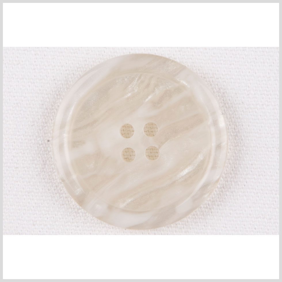 Plastic 4-Hole Button - 50L/32mm - Ivory and White Waves
