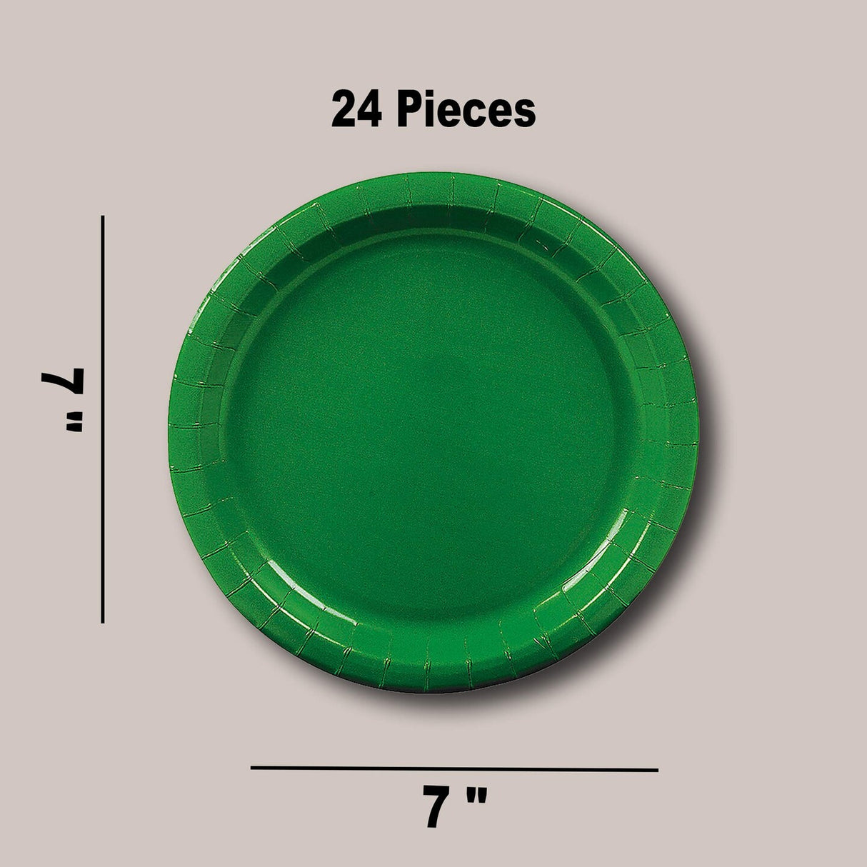 24 Count Green Paper Plates 7 Inch Disposable Round Dessert Plates for Party
