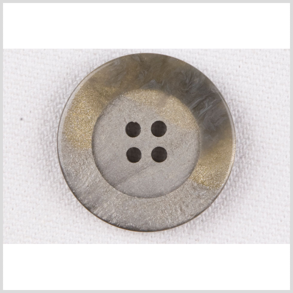 Plastic 4-Hole Button - 36L/23mm - Gray Shimmer and Gold Glitter Swirl