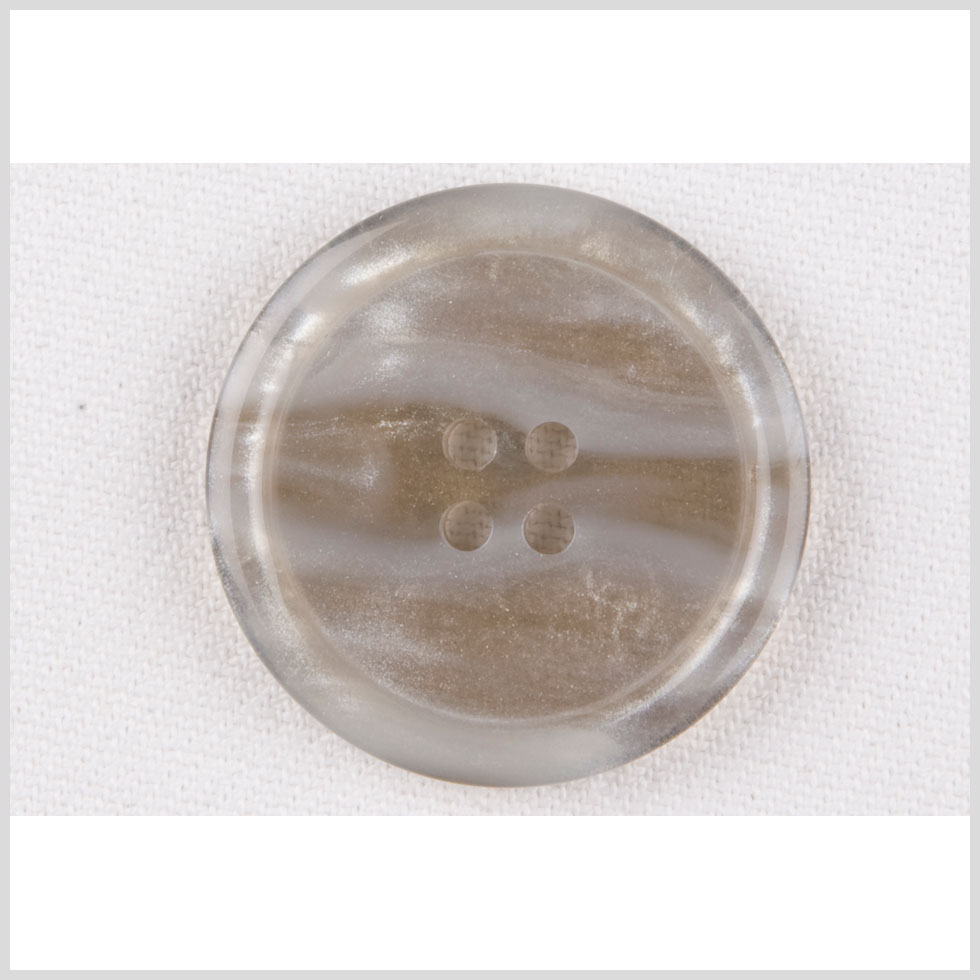 Plastic 4-Hole Button - 40L/25.5mm - White and Translucent Gray Waves