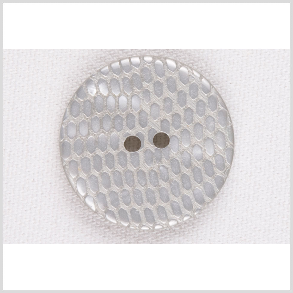 Plastic 2-Hole Button - 40L/25.5mm - Light Gray Reptile Scales Embossed