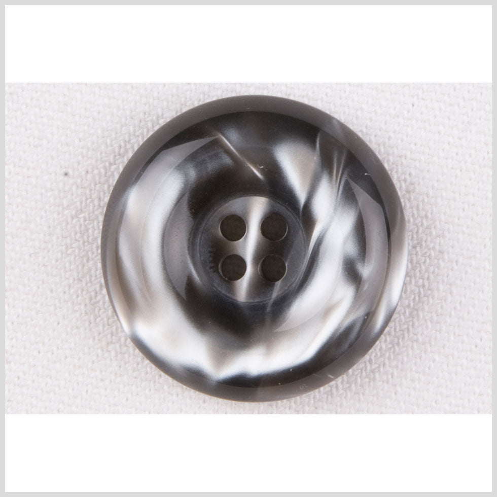 Plastic 4-Hole Button - 28L/18mm - Gray and White Shimmer Swirl Tire Rim