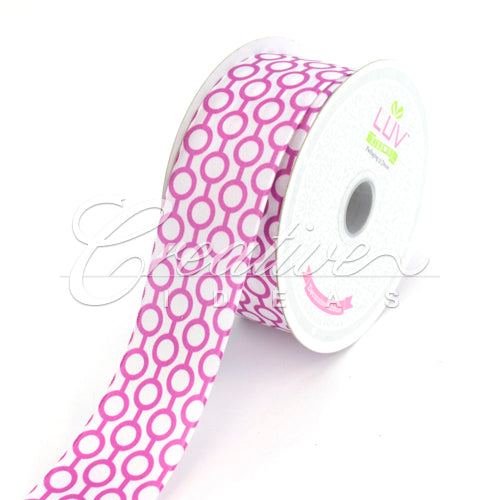 1 1/2" Satin Printed Connecting Rings Ribbon - 10 Yards (Purple)