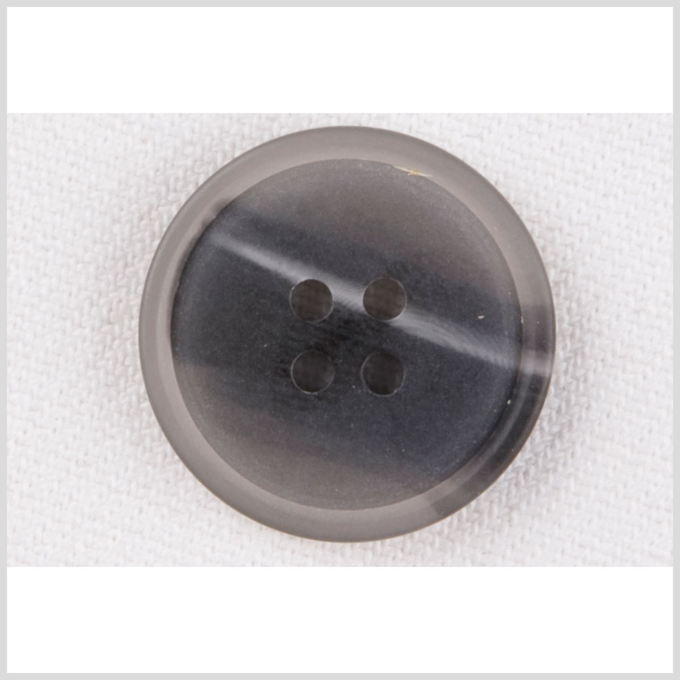 Plastic 4-Hole Button - 28L/18mm - Charcoal, Gray and White Streaks