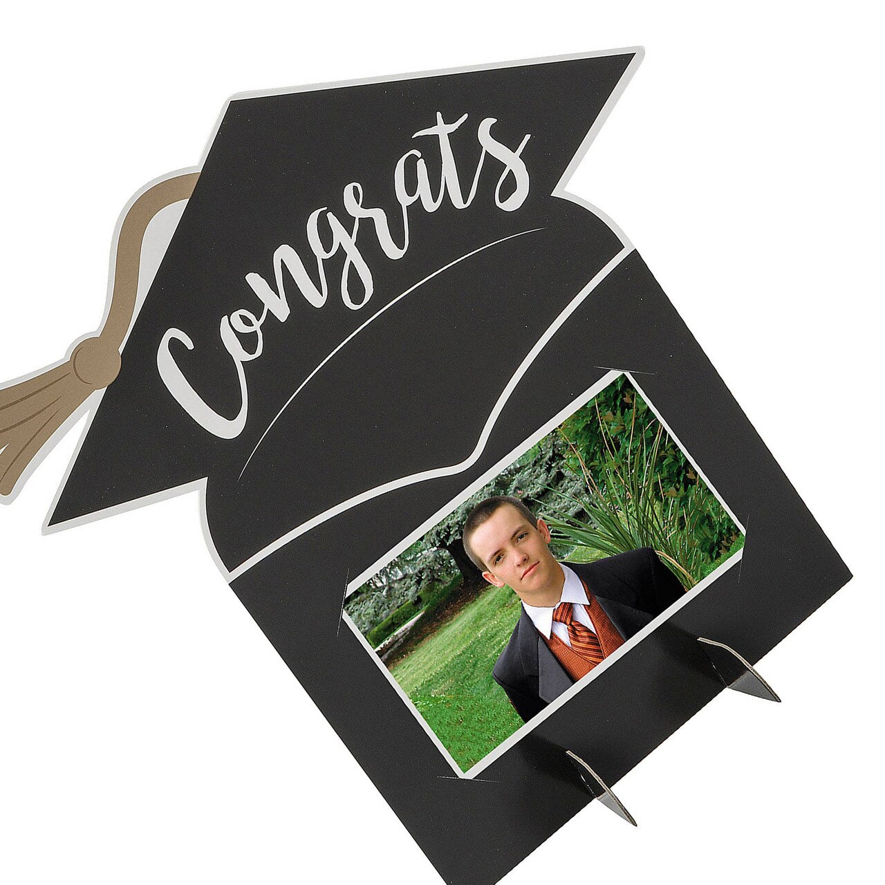 Congrats Grad Mortarboard Photo Frame Centerpiece – 11.5" x 12"