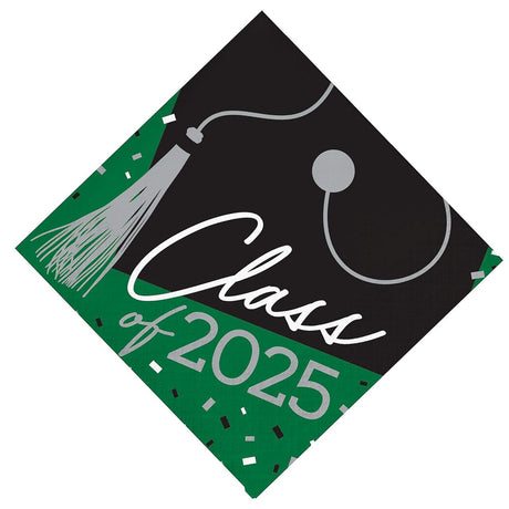 Creative Converting School Spirit Green 'Class of 2025' Beverage Napkins – 108 Count