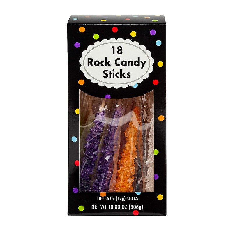 8" Bright Caribbean Blue Rock Candy Sticks – 10.8 oz, 18-Pack