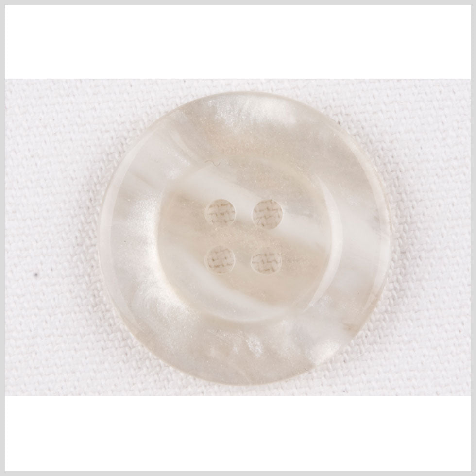 Plastic 4-Hole Button - 40L/25.5mm - White and Translucent Ivory Waves