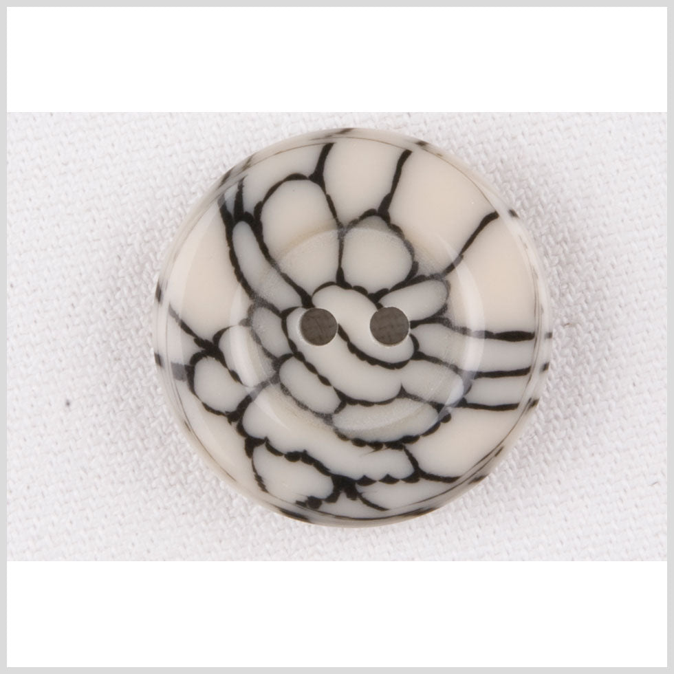 Ivory/Black Plastic Button - 32L/20mm