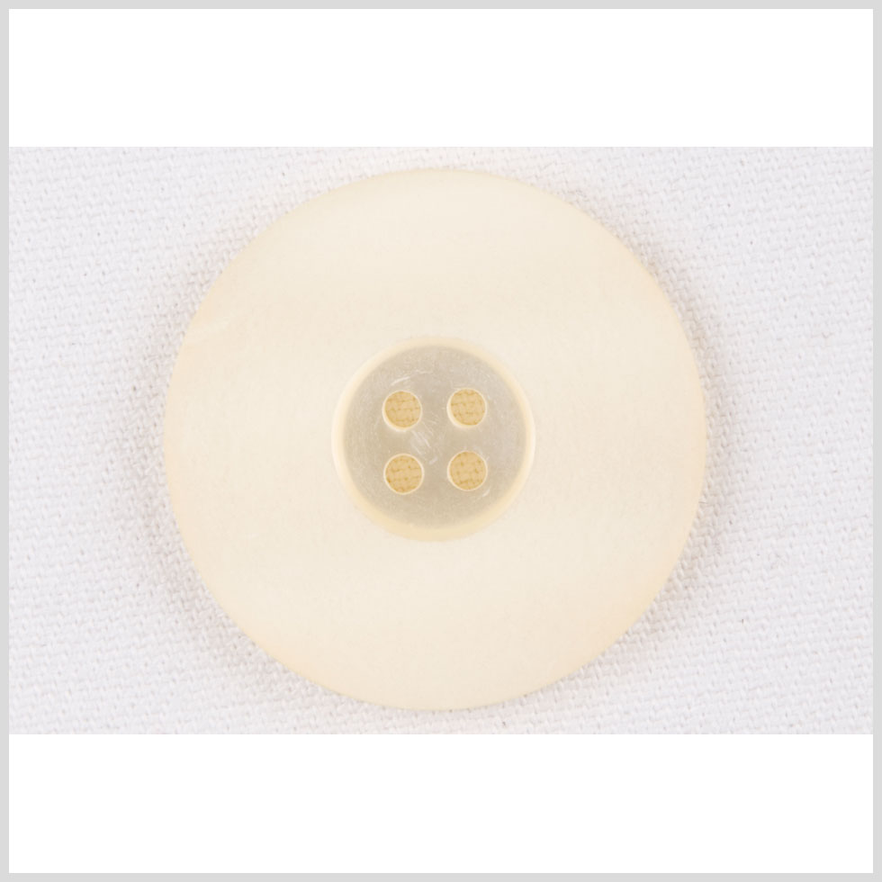 Plastic 4-Hole Button - 54L/34mm - Matte Ivory Wide Flat Rim