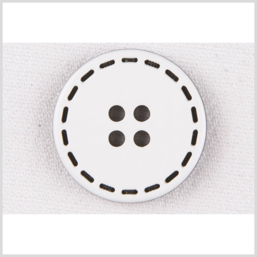 White and Black Plastic Button - 40L/25.5mm